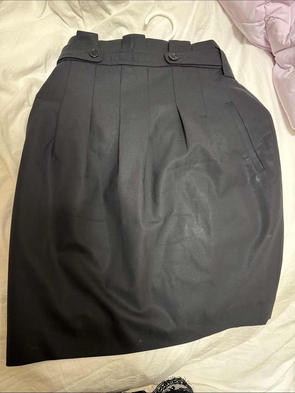 BCBGMaxAzria Black Pleated High-Waist Pencil Skirt